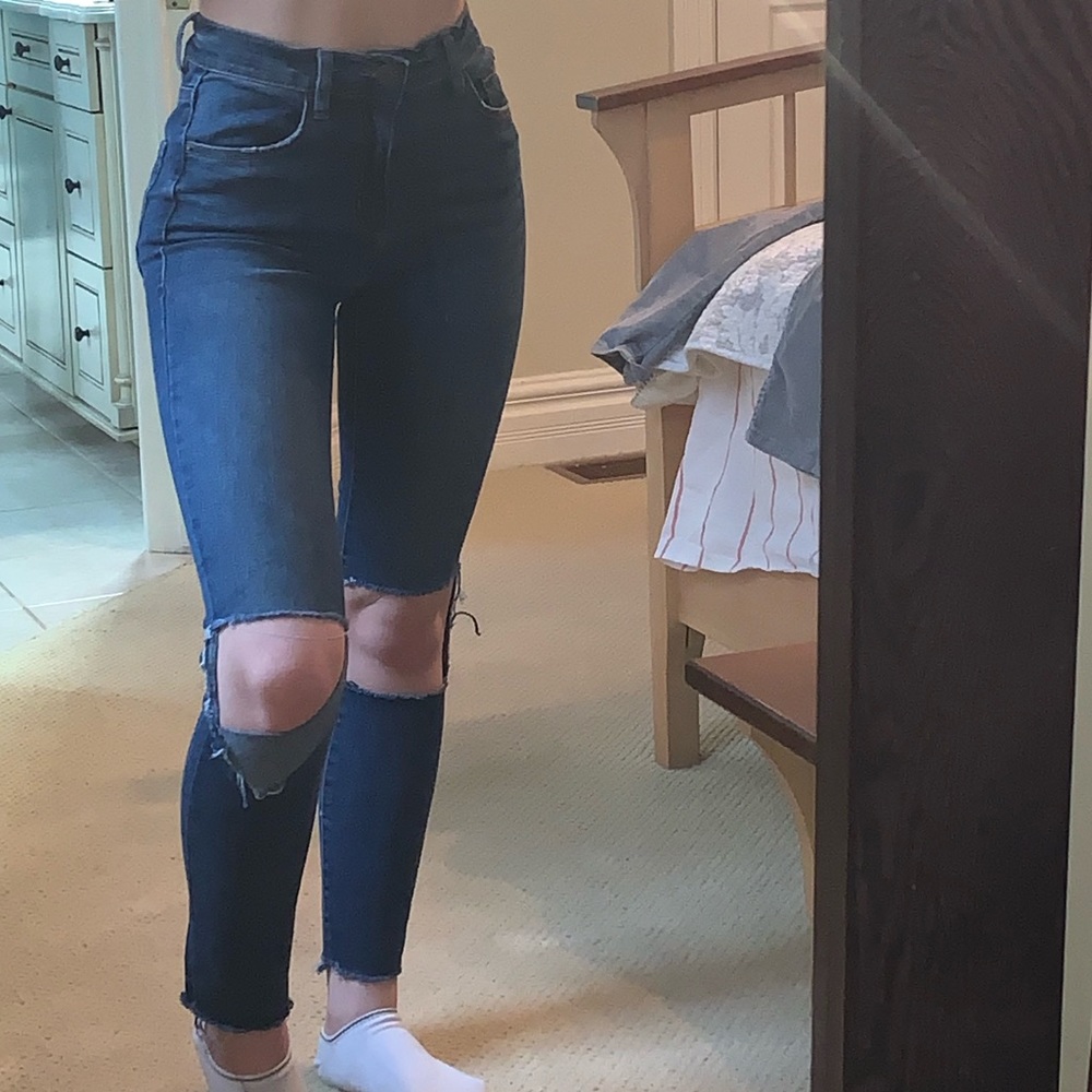 Garage Knee Rip Blue Skinny Jeans